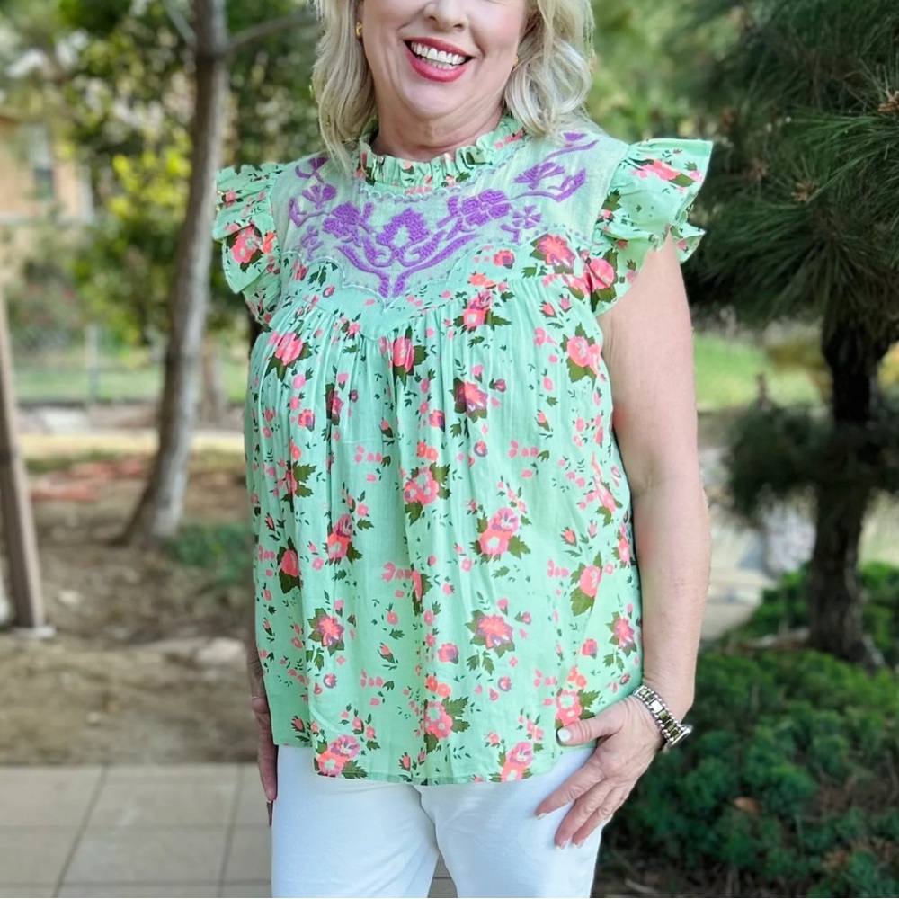 Oh My Stars | NWT - Heidi Top - Embroidered - Size S - Cotton